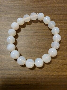 White Calcite 10mm Beaded Stretch Bracelet - Women's Jewelry